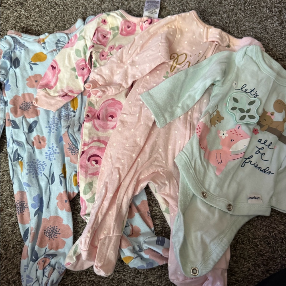 Gerber Pink and Blue Floral Kids Pajama Set
